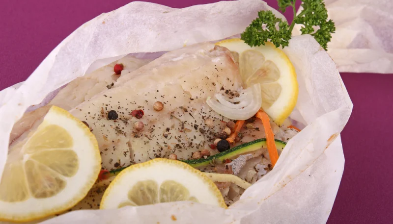 Papillotes de lieu jaune à la vanille