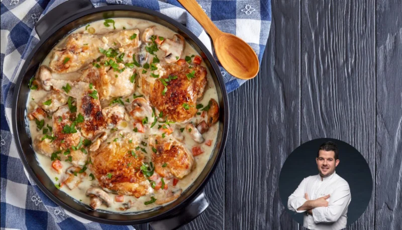 Suprême de Pintade sauce au vin jaune façon Guillaume Pape