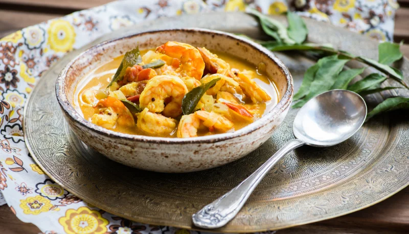 Crevettes au curry et au lait de coco