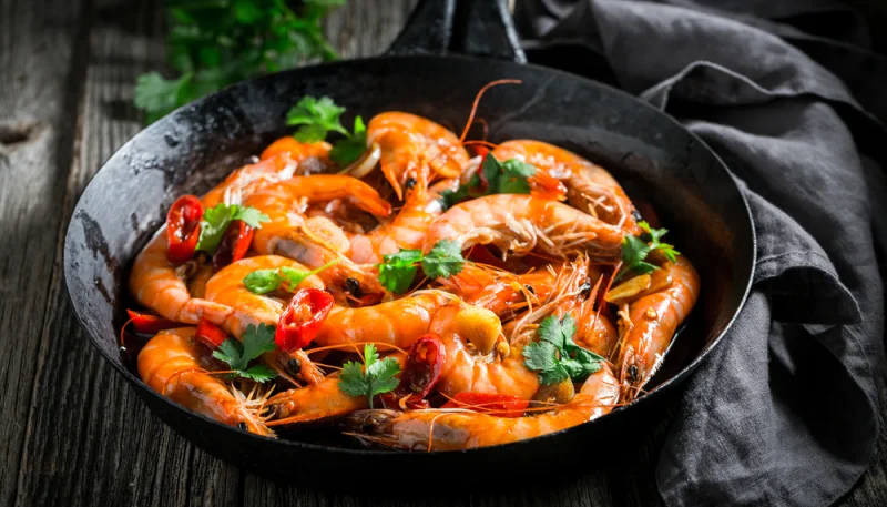 Langoustines aux poivrons rouges