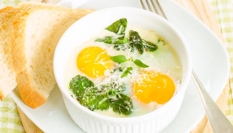 Oeuf cocotte épinard et fromage de chèvre