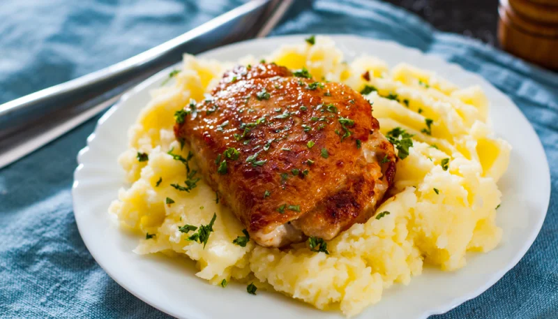 Poulet au cidre et sa purée sucrée/salée