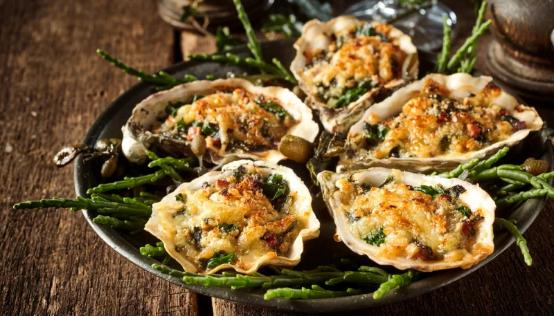 Huîtres au gratin et au champagne