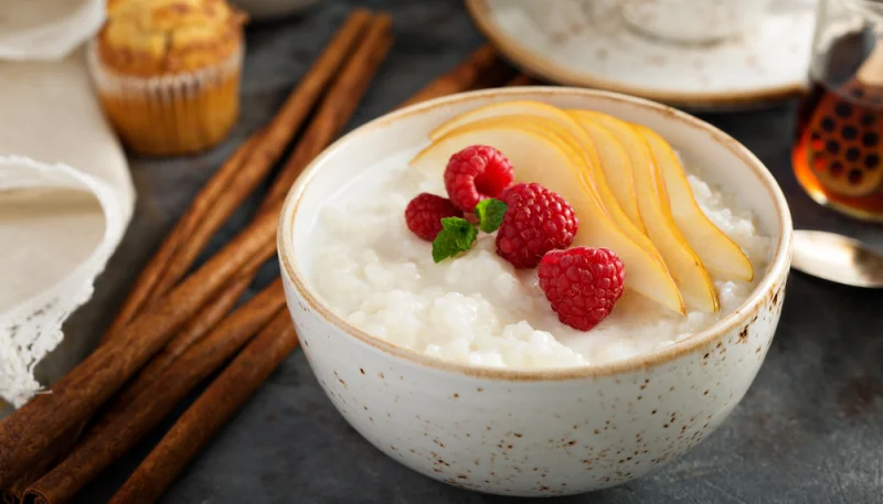 Riz au lait vanille poire caramel