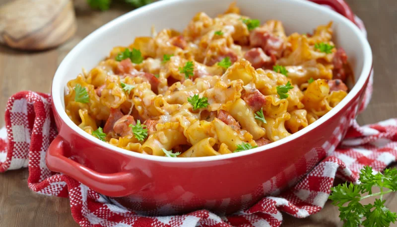 Gratin de pâtes au jambon