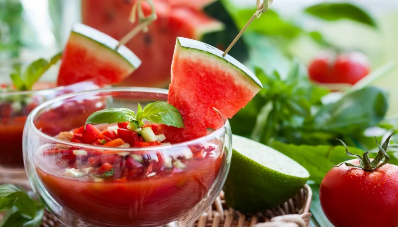 Gaspacho tomates pastèque et citron