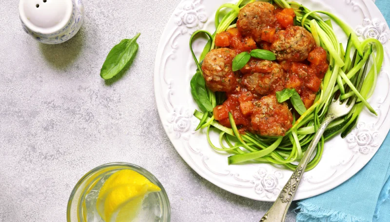 Boulettes de viande aux tagliatelles de courgette