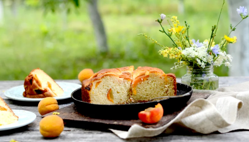 Cake aux abricots et à la lavande