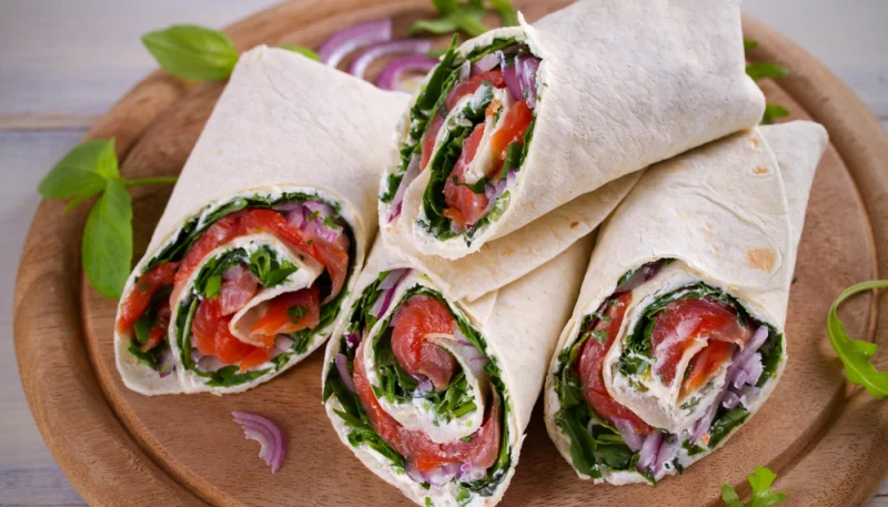Wraps à la truite fumée