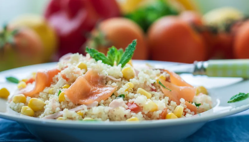 Salade de quinoa au saumon fumé