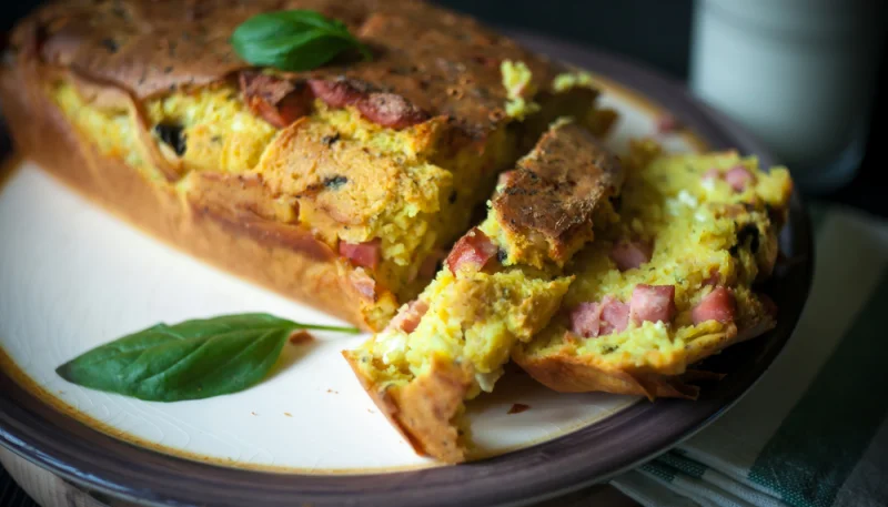 Cake aux champignons et jambon