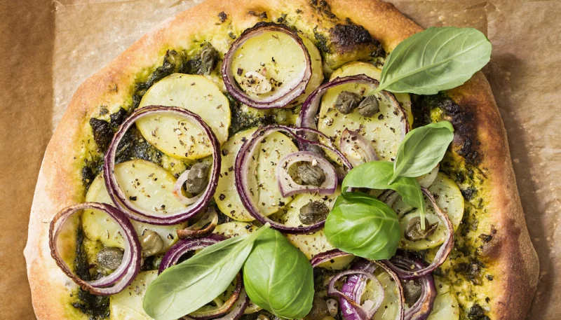 Pizza au pesto base crème fraîche