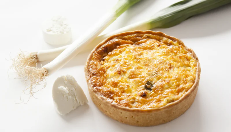Quiche aux poireaux, chèvre et jambon