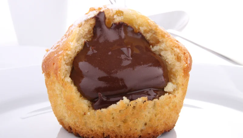Muffins châtaigne, miel et coeur au chocolat au lait