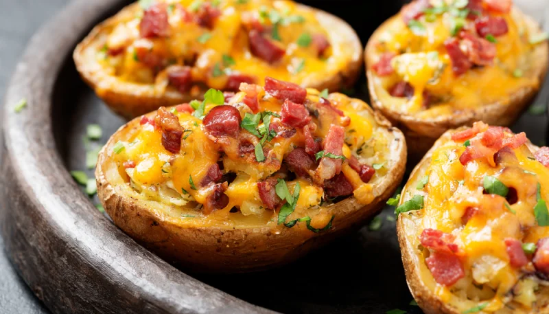 Pommes de terre rôties au bacon et au cheddar