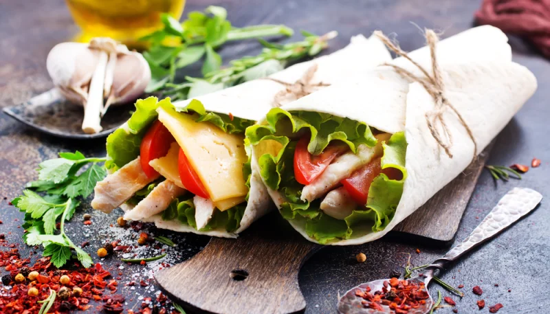 Tortillas wraps au poulet et au fromage