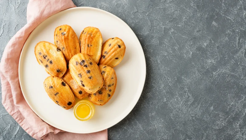 Madeleines vanille rhum raisins