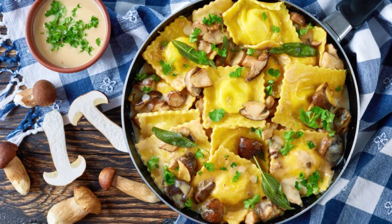 Raviolis à la ricotta et aux champignons