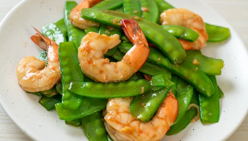 Pois gourmands aux crevettes