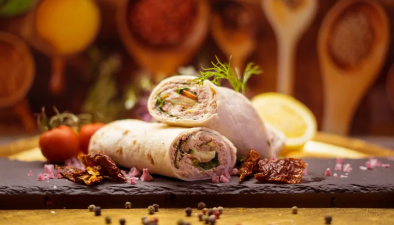 Wraps roulés au thon, ricotta et tomates séchées