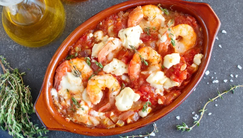 Gambas à l'ail et à la feta