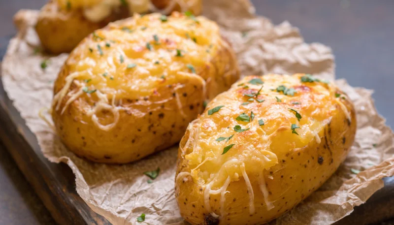 Pommes de terre farcies à la purée d'oignons