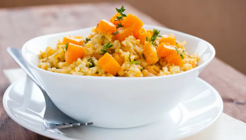 Risotto à la courge butternut et à la blette