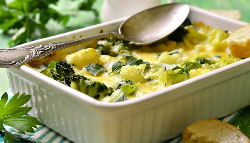 Gratin de chou-fleur et brocolis à la mimolette