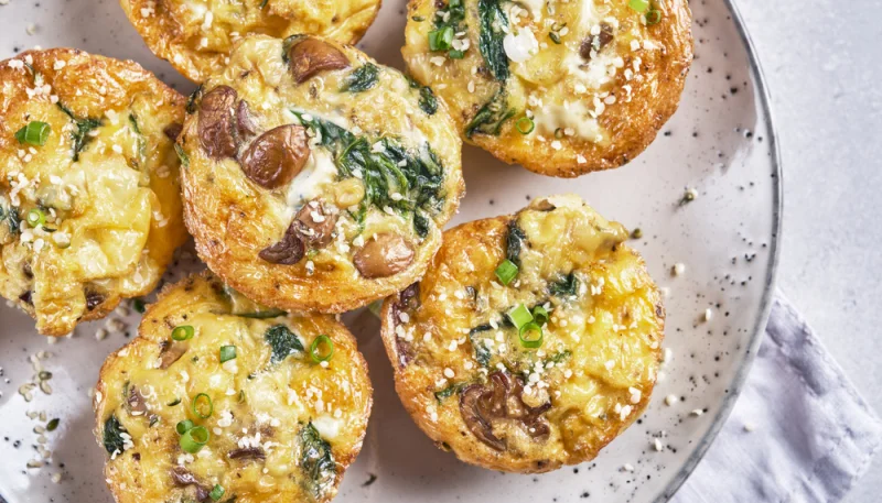 Muffins aux champignons et épinards