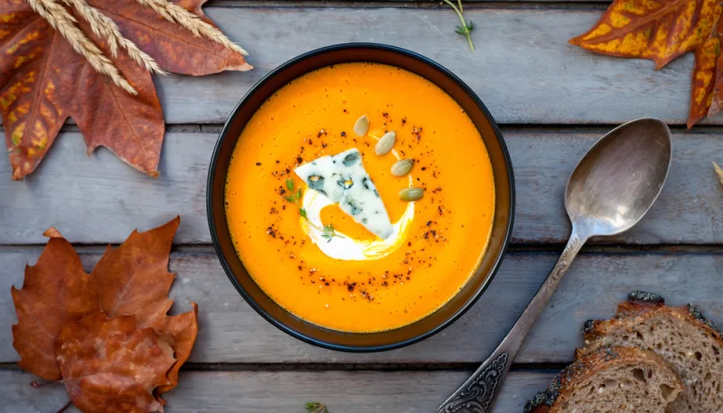 Velouté de potiron et lait de coco