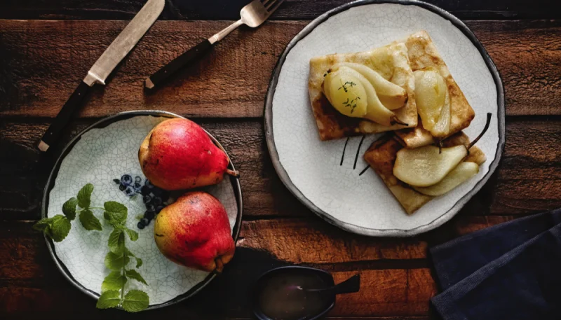 Crêpes de châtaignes à la poire