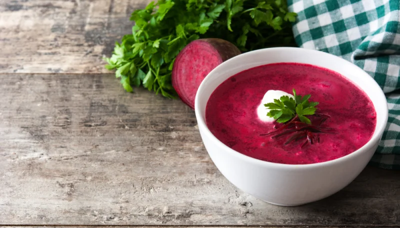 Velouté de betteraves au fromage à tartiner