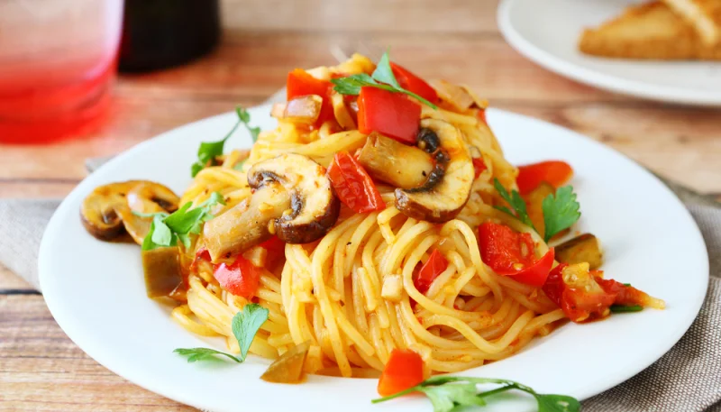 One pot pasta champignons poivrons basilic