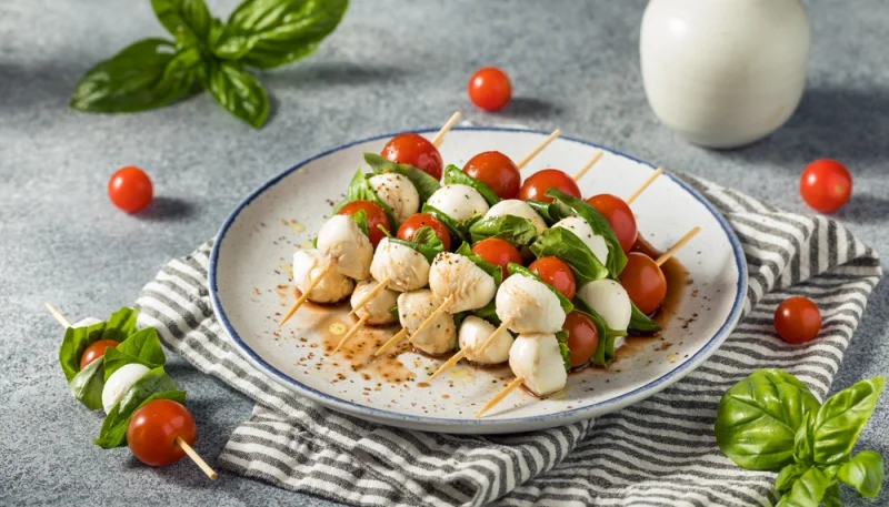 Brochettes de tomate mozzarella
