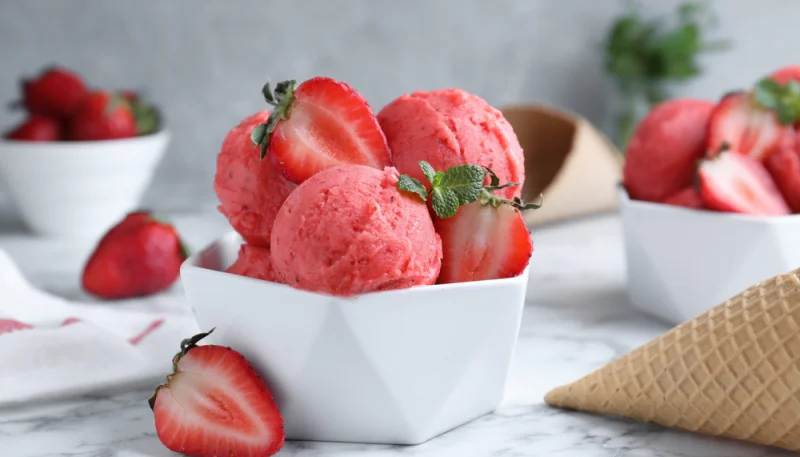 Sorbet à la fraise au Thermomix