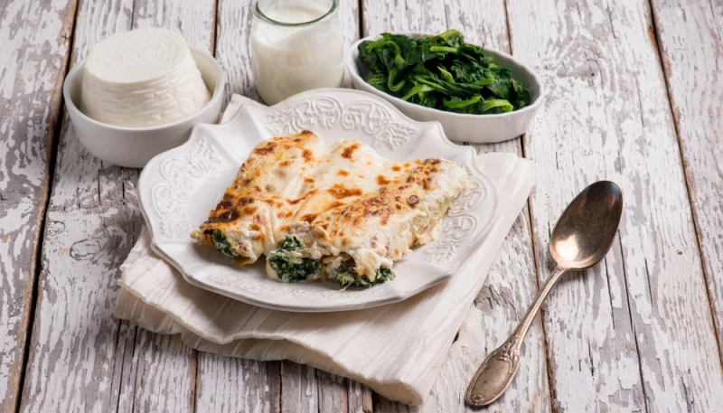 Gratin de cannelloni aux blettes et à la ricotta