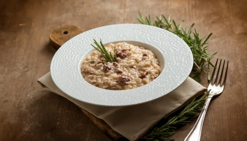 Risotto piémontais à la saucisse et aux cèpes