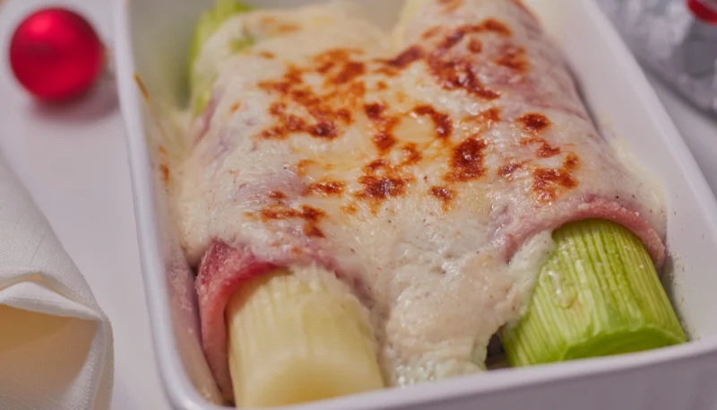 Gratin de poireaux au jambon