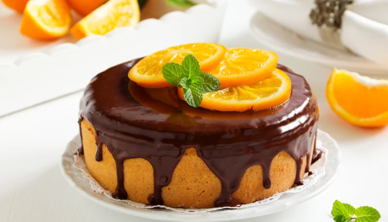 Gâteau à l'orange express nappé de chocolat
