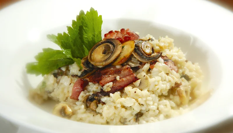 Risotto aux champignons et lardons