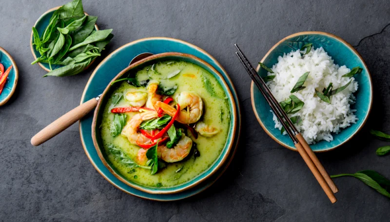 Curry vert de crevettes