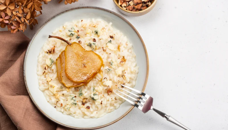 Risotto sucré aux poires et au miel