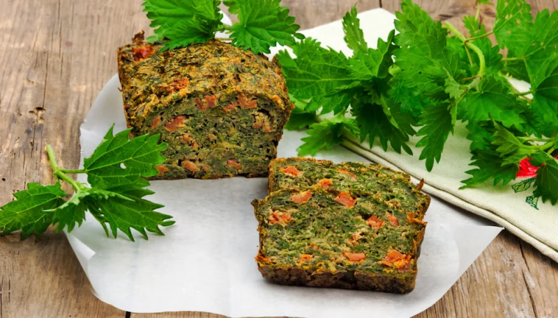 Cake aux orties, chèvre et mozzarella