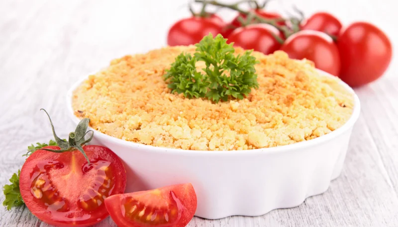 Crumble aux tomates cerise