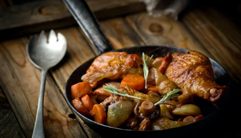 Poulet aux carottes et champignons