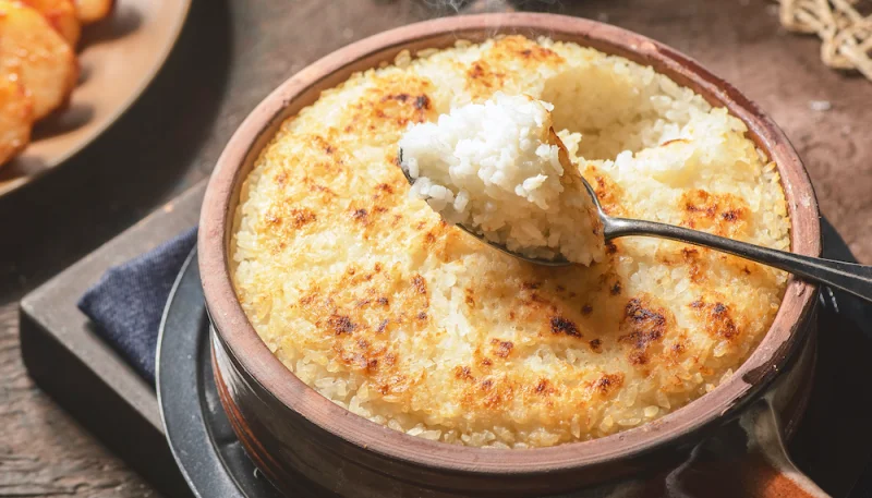 Gâteau de riz salé au jambon et fromage