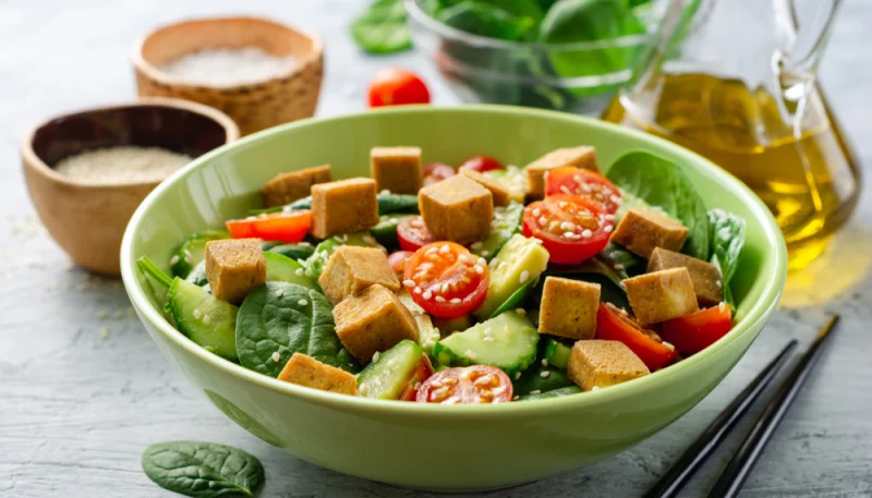 Salade d'épinards au tofu
