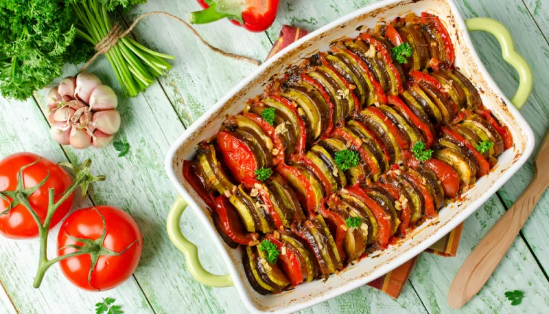 Courgette aubergine au four
