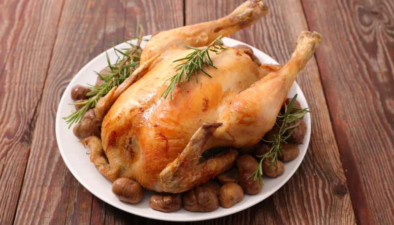 Poulet aux châtaignes au four