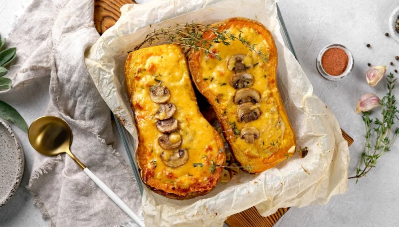 Butternut farci aux champignons